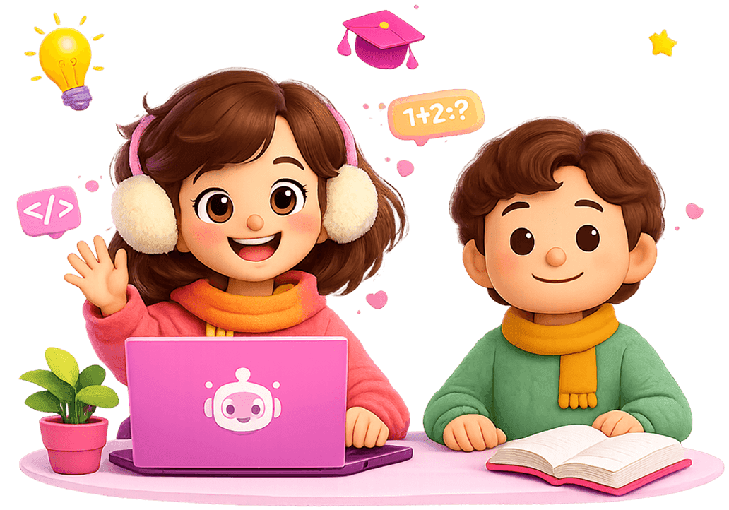 Two children learning together with Karakbit's AI-powered platform